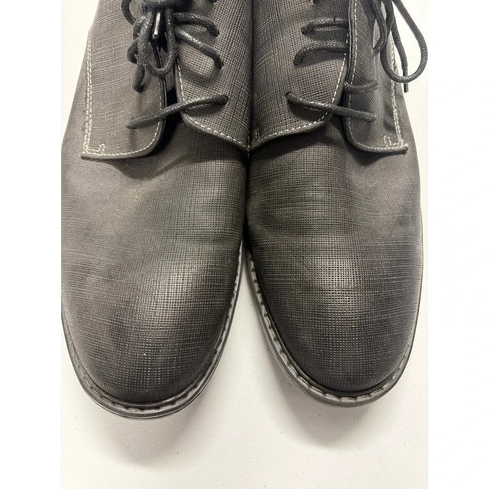Steve Madden M-Marty Mens Textured Oxford Dress Shoes Dark Grey Size 11